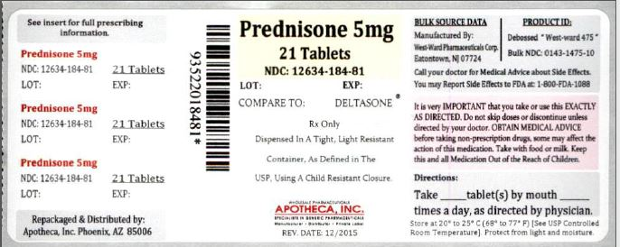 Prednisone 5mg barcode showing NDC number